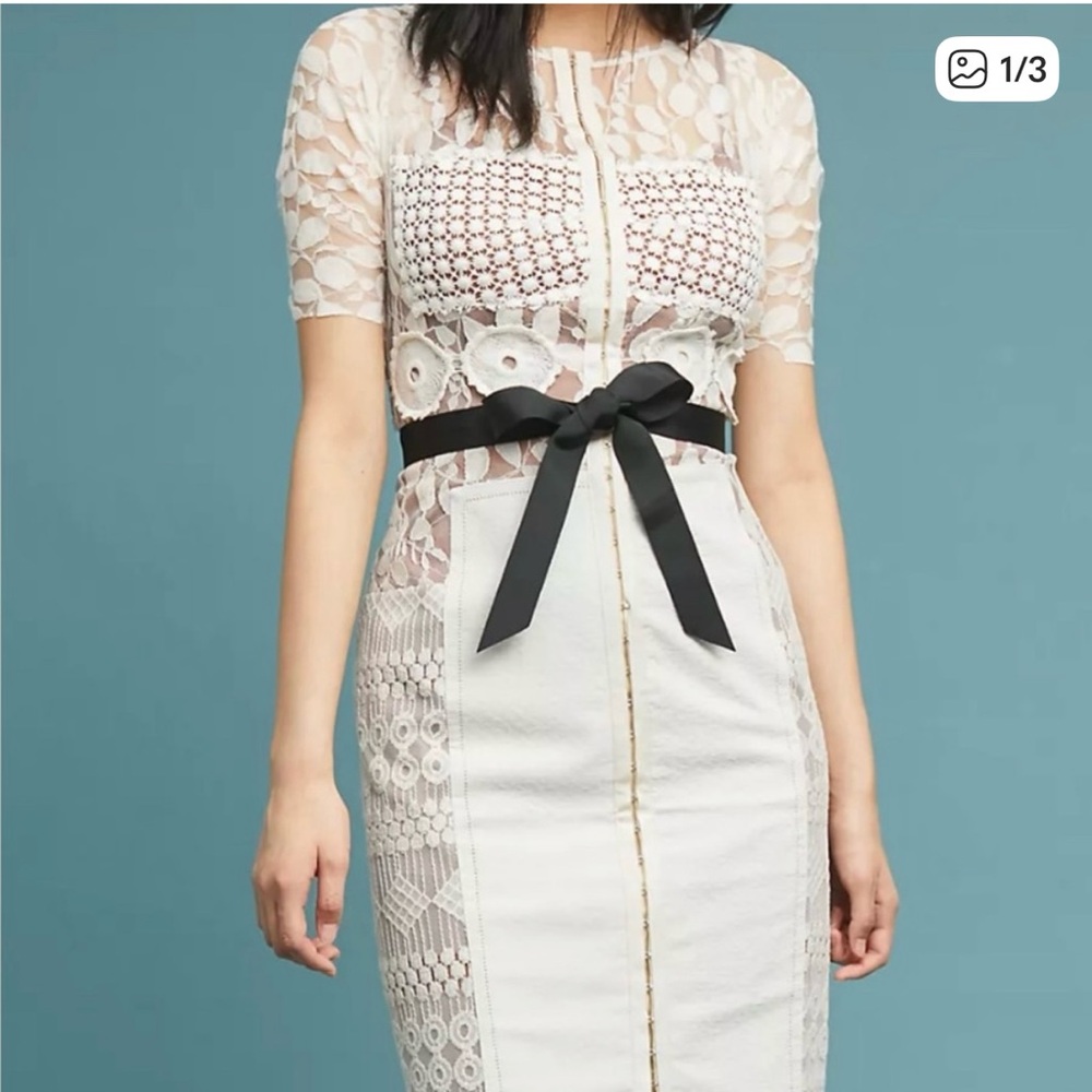 Anthropologie Beguile Byron Lars Carissma Cream Lace Dress NWT
